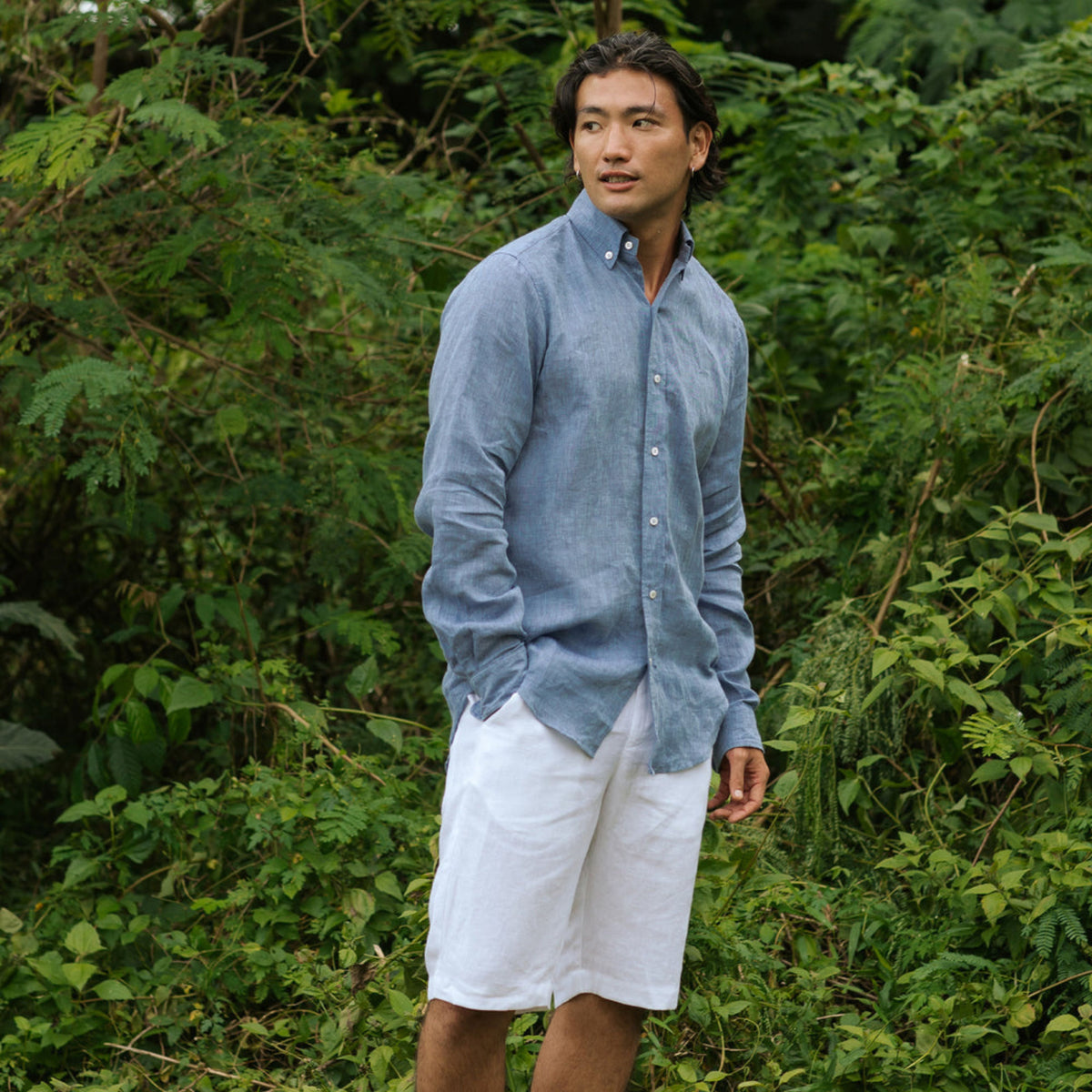 Denim Chambray Linen Shirt - Linen Wear