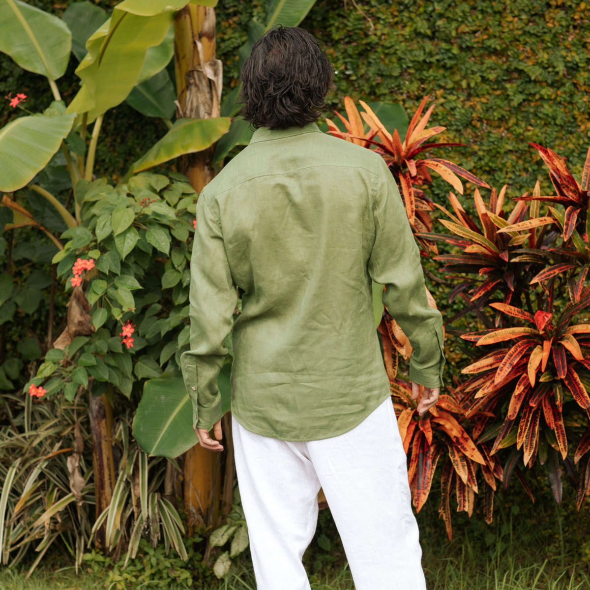 Forest Green Linen Shirt - Linen Wear