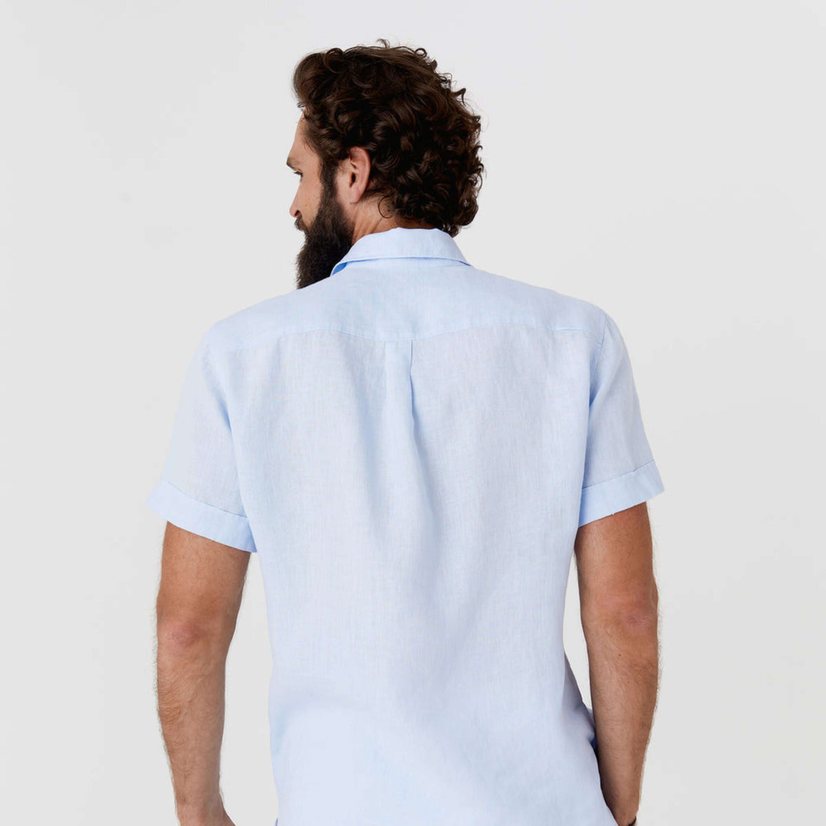 Sky Blue Short Sleeve Linen Shirt - Linen Wear