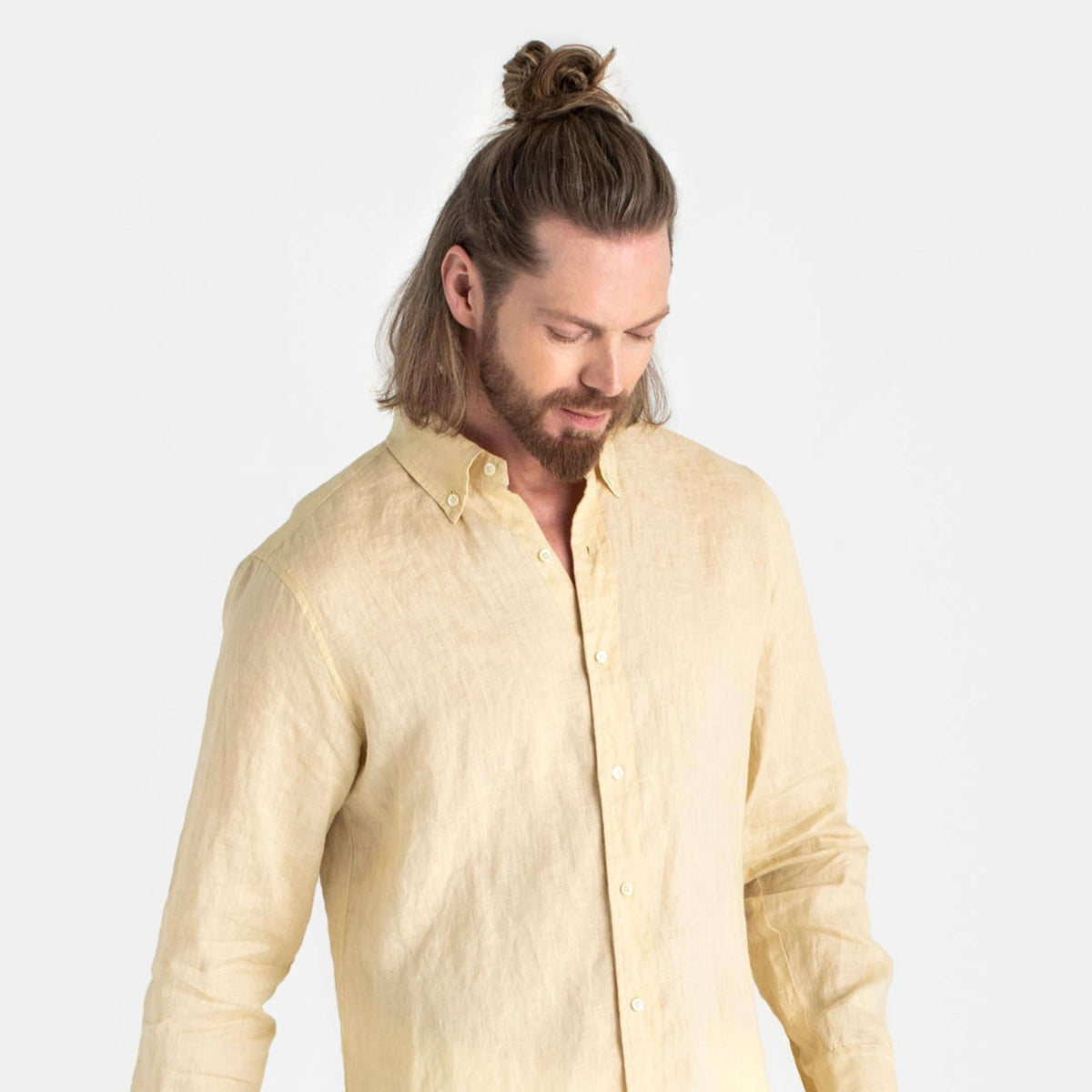 Cream Long Sleeve Linen Shirt - Linen Wear
