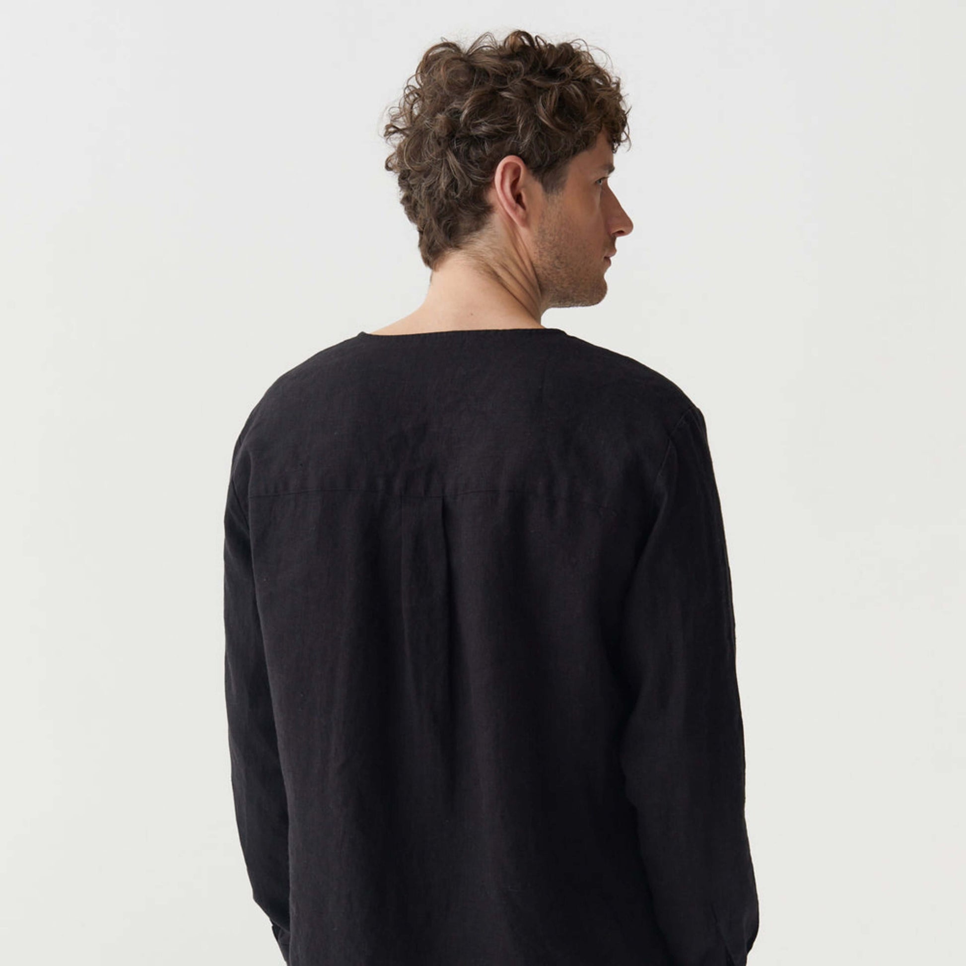 Black Linen Kurta Shirt – Bedarra Style - Linen Wear