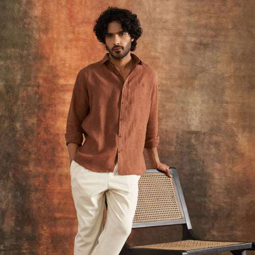 Earth-Tone Linen Shirt - Linen Wear