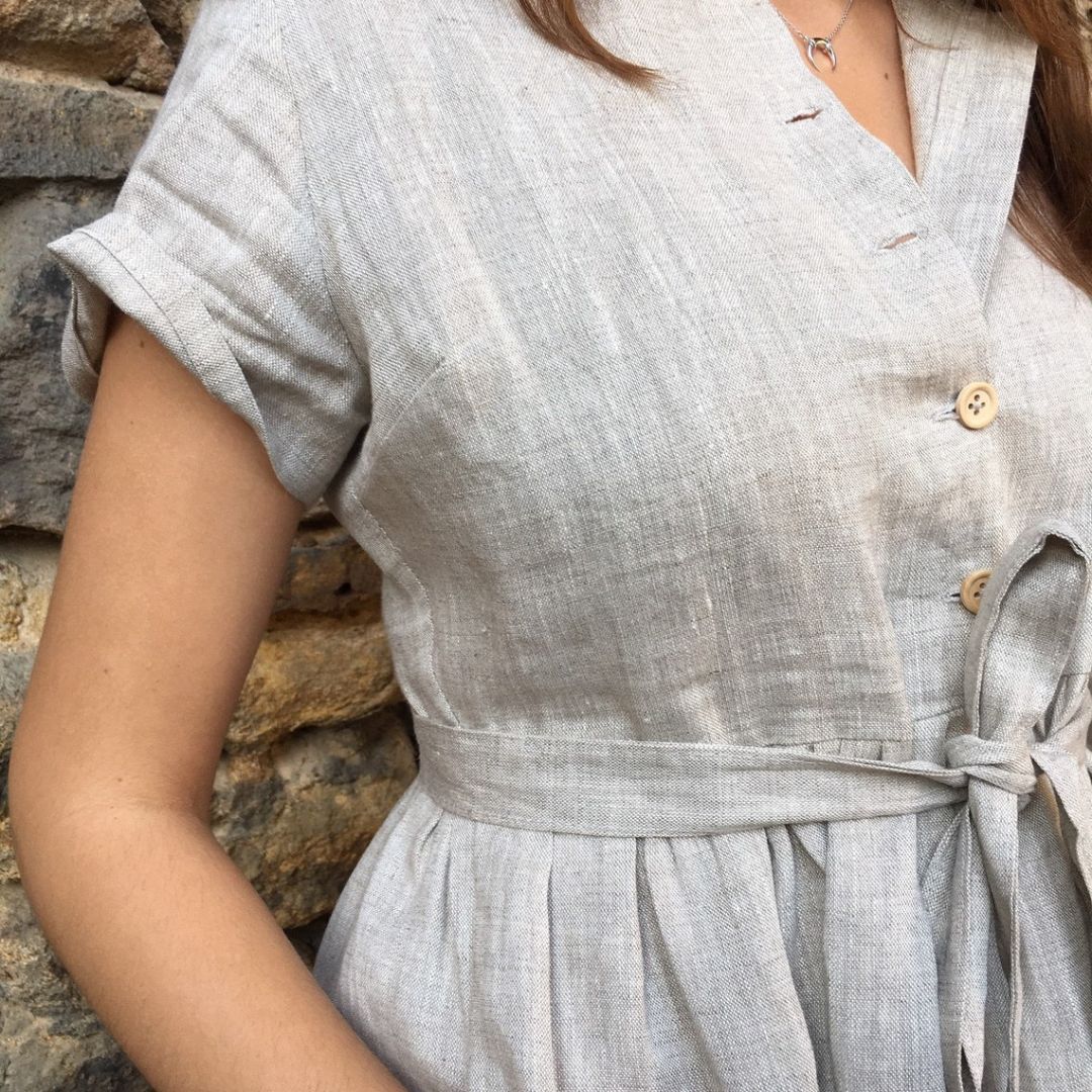 Shirt Dress – Gown with Waist Tie