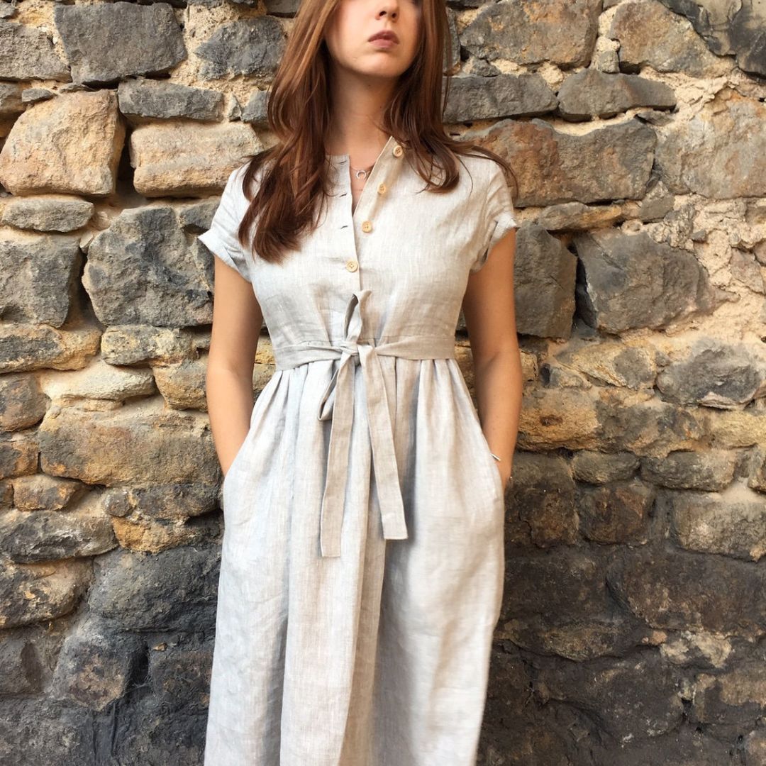 Shirt Dress – Gown with Waist Tie