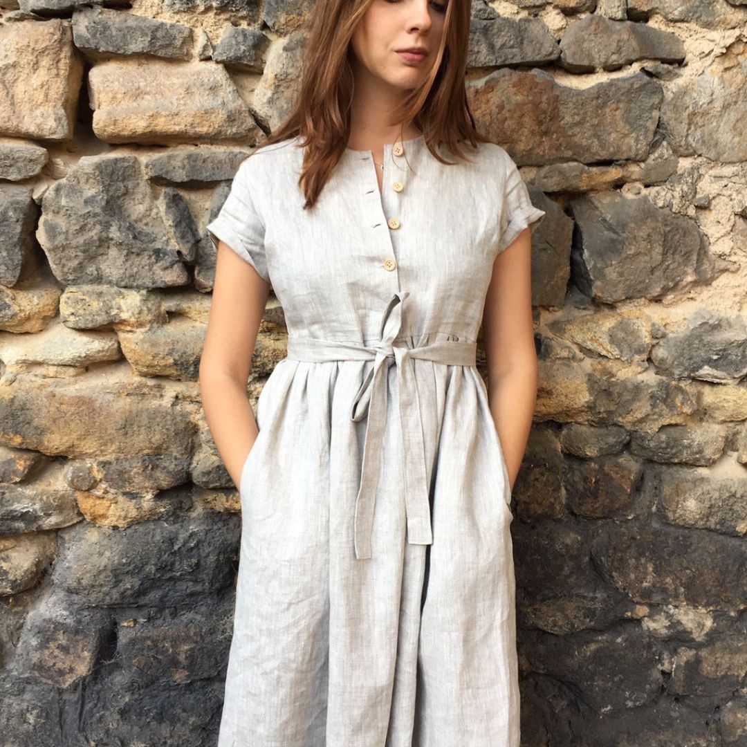Shirt Dress – Gown with Waist Tie