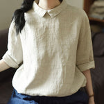 Linen Peter Pan Collar Shirt – Soft Beige